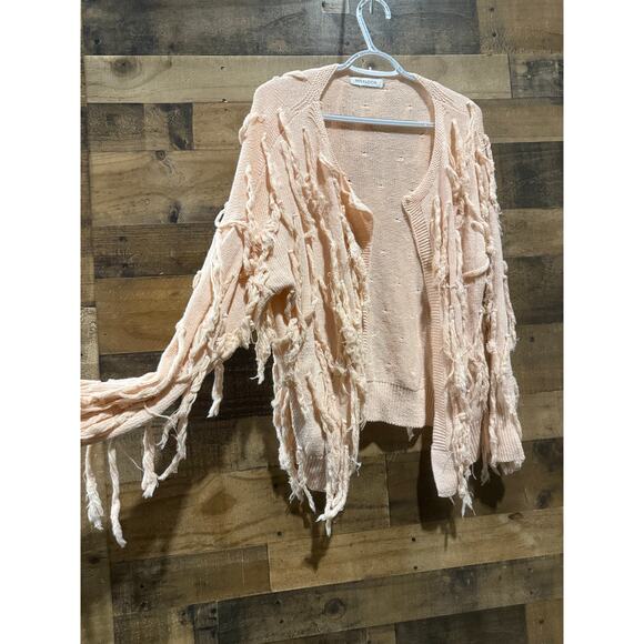 Misslook Women’s Light Pink Ruffled Open-Front Cardigan – Size Medium - Picture 5 of 7